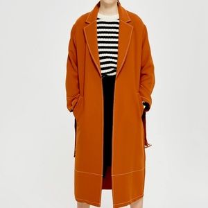 Topshop Rust Contrast Stitch Duster Coat